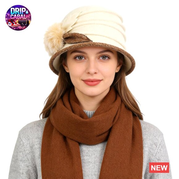 Wool Bucket Hat Vintage Floral Winter Dress Hat Packable main image 7